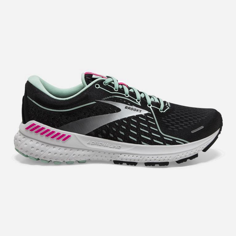 Brooks Adrenaline Gts 21 Womens Road Running Shoes - Black/Pink/Yucca/PaleTurquoise - Philippines (0